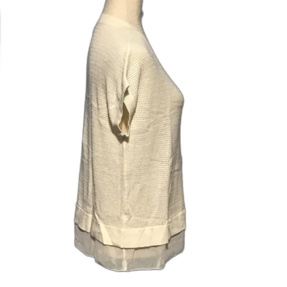 Ann Taylor Factory Cream Layered Knit Top Petite - Picture 4 of 8
